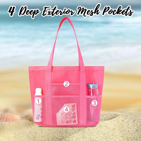 Personalized Beach Tote Bag for Women Custom Embroidered Name Large Mesh Sandproof Swim Bag, Foldable Travel Tote in Kuwait