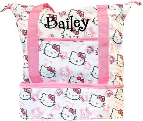 حقيبة إكسسوارات Hello Kitty للفتيات المرخصة رسميًا BINK SANRIO 17 بوصة حقيبة كتف مسحبة للشاطئ والسفر مخصصًا باسم مخصص in Saudi Arabia