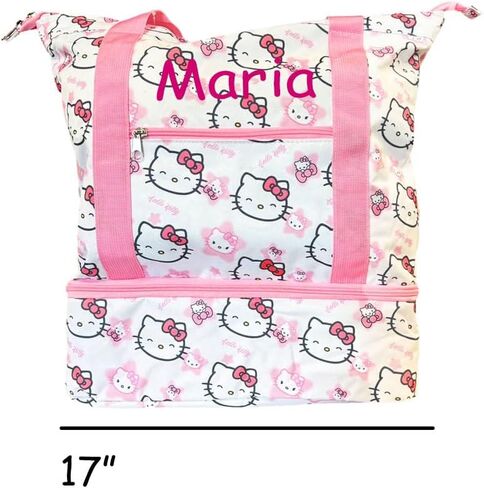 حقيبة إكسسوارات Hello Kitty للفتيات المرخصة رسميًا BINK SANRIO 17 بوصة حقيبة كتف مسحبة للشاطئ والسفر مخصصًا باسم مخصص in Saudi Arabia