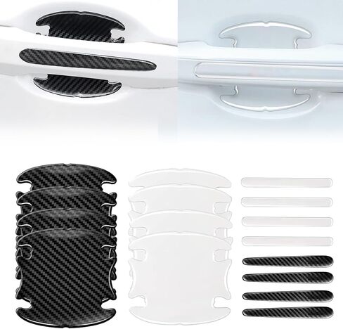 16Pcs Car Door Handle Protector, 3D Transparent & Black Car Door Handle Scratch Protector Accessories,Waterproof Anti-Scratch Stickers Covers for Most Models in Saudi Arabia