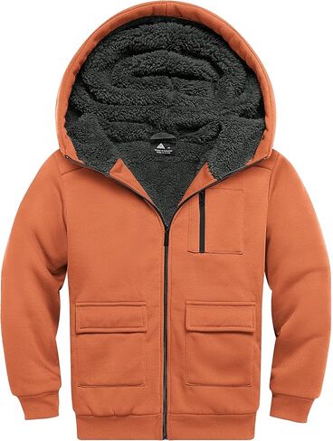 هوديي فريك للأولاد فريك سترة zip up شيربا المبطن في سن المراهقة وبلوزات مع جيب الجيب in Kuwait