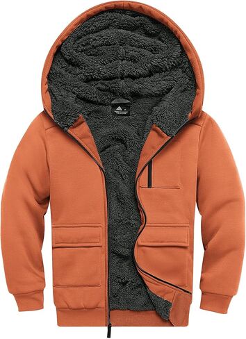 هوديي فريك للأولاد فريك سترة zip up شيربا المبطن في سن المراهقة وبلوزات مع جيب الجيب in Kuwait