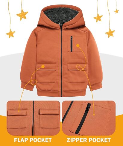 هوديي فريك للأولاد فريك سترة zip up شيربا المبطن في سن المراهقة وبلوزات مع جيب الجيب in Kuwait