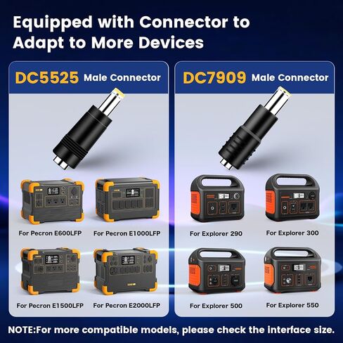 Cable Mini Cable 3M/10ft ، Goldusk 12V-24V Starlink Mini Car Charger مع 3 موانئ شحن ، سلك الطاقة الأخف في السجائر مع محولات DC5525 DC7909 لمحطات الطاقة لتخزين الطاقة in Kuwait