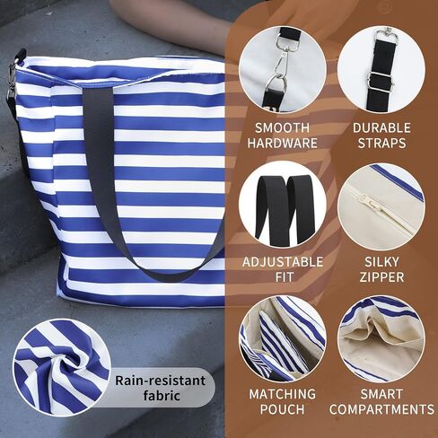 Beach Tote Bag with Matching Pouch, Large Sand Tote for Women, Lightweight Carryall Bag, Vacation Travel Bag in Saudi Arabia
