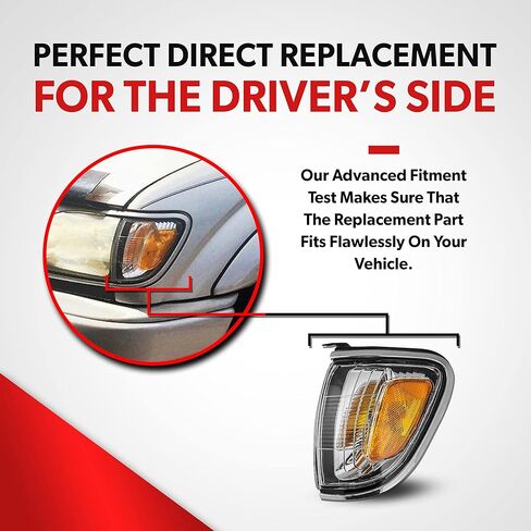 Turn Signal Light Fits 2001 2002 2003 2004 Toyota Tacoma - Fits Driver Side - Parking Light Corner Light Side Marker Light Assembly - With Chrome Color Trim - Includes Bulb, Lens, Housing in Saudi Arabia