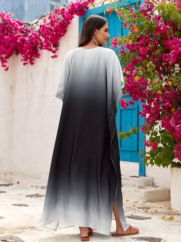 Women Kaftan Dress Coverups Swimwear Plus Size Floral Holiday Casual Dress Loose Fit One Size in Saudi Arabia