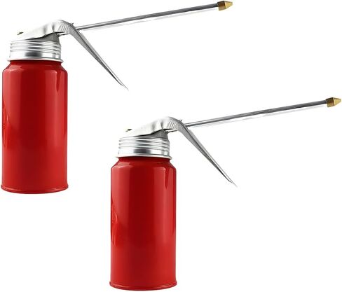 Car Oil Can Pump Oiler, 2PCS 200 ML Steel Manual Vehicle Oil Dispenser Gun with Metal Spout, Automotive Gas Spray Bottle Accessories, Universal for SUV Motorcycle Truck in Saudi Arabia