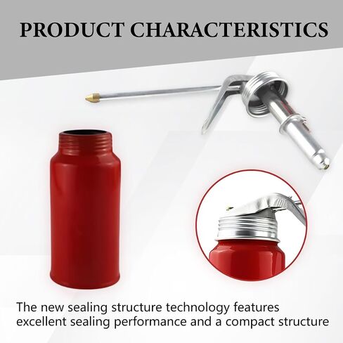 Car Oil Can Pump Oiler, 2PCS 200 ML Steel Manual Vehicle Oil Dispenser Gun with Metal Spout, Automotive Gas Spray Bottle Accessories, Universal for SUV Motorcycle Truck in Saudi Arabia