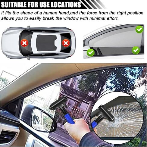 Car Glass Breaker with Seat Belt Cutter, Car Window Breaker Tool Automotive Safety Hammer, 3 in 1 Emergency Escape Tool for Vehicle Accidents, Car Hard Aluminium Alloy Head Design (Blue) in Saudi Arabia