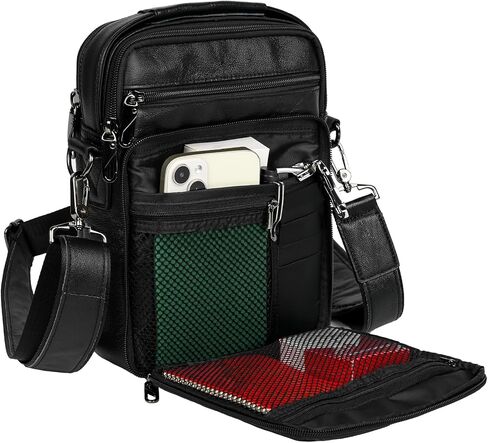 Leather Small Messenger for Men - Women Shoulder Chest Travel Bag - Crossbody Bag - Messenger Bag for Men and Women - Travel Outdoor Sports - 10x7.5IN - Coffe in Kuwait