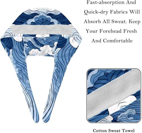 2 Pack Surgical Caps for Women and Men, Tie Back Scrub Hats with Sweatband, Art Pattern Women and Music Notes in Kuwait