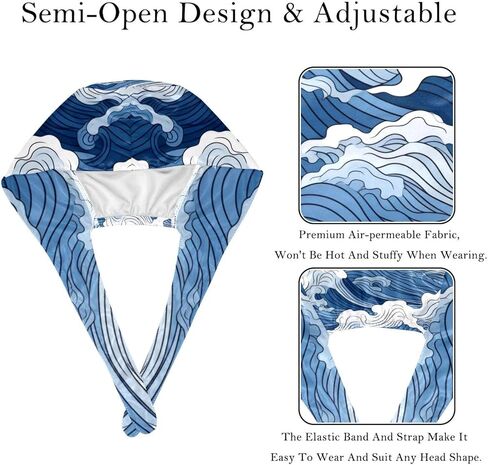 2 Pack Surgical Caps for Women and Men, Tie Back Scrub Hats with Sweatband, Art Pattern Women and Music Notes in Kuwait