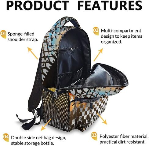 Kids Boys Backpack, Dirt Bike Backpack for Children, 17" Cool Bookbag for Preschool Elementary Kindergarten Vacation Travel, Durable School Supplies in Kuwait