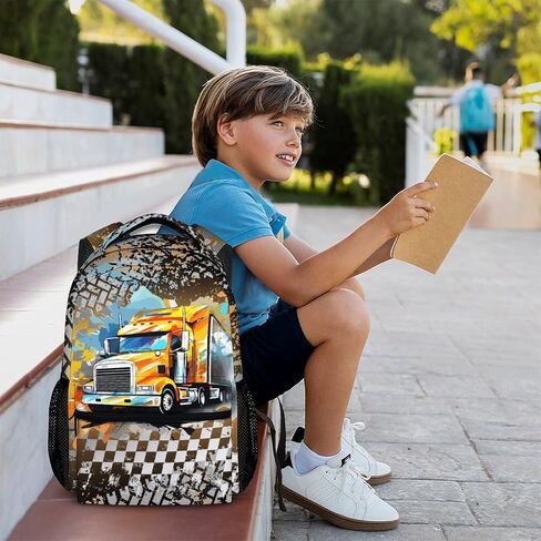 Kids Boys Backpack, Dirt Bike Backpack for Children, 17" Cool Bookbag for Preschool Elementary Kindergarten Vacation Travel, Durable School Supplies in Kuwait