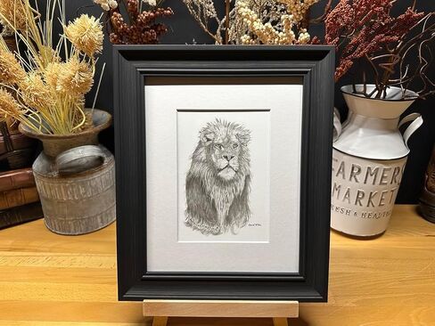 Lion Africa Nature Wildlife Graphite Pencil Art Sketch Drawing Print Picture Limited Edition ~ Titled 'Don't Call Me Kitty!' by David Allen (8x10 White Frame & Print) in Saudi Arabia