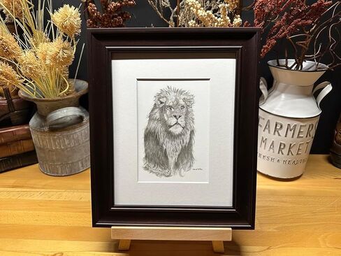 Lion Africa Nature Wildlife Graphite Pencil Art Sketch Drawing Print Picture Limited Edition ~ Titled 'Don't Call Me Kitty!' by David Allen (8x10 White Frame & Print) in Saudi Arabia