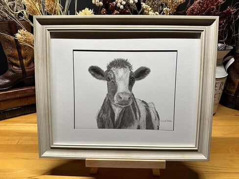 Dairy Cow Farm Nature Wildlife Graphite Pencil Art Sketch Drawing Print Picture Limited Edition ~ Titled 'Heartland' by David Allen (8x10 Mat & Print Only) in Saudi Arabia
