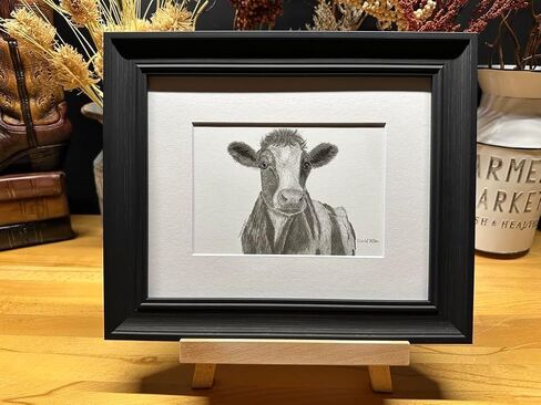 Dairy Cow Farm Nature Wildlife Graphite Pencil Art Sketch Drawing Print Picture Limited Edition ~ Titled 'Heartland' by David Allen (8x10 Mat & Print Only) in Saudi Arabia