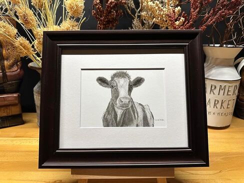 Dairy Cow Farm Nature Wildlife Graphite Pencil Art Sketch Drawing Print Picture Limited Edition ~ Titled 'Heartland' by David Allen (8x10 Mat & Print Only) in Saudi Arabia