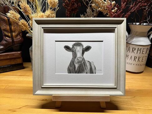 Dairy Cow Farm Nature Wildlife Graphite Pencil Art Sketch Drawing Print Picture Limited Edition ~ Titled 'Heartland' by David Allen (8x10 Mat & Print Only) in Saudi Arabia