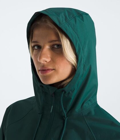 سترة بغطاء للرأس للنساء من THE NORTH FACE، Antora Rain، مقاس XX-Large باللون الرمادي الداكن/التوت البري in Kuwait