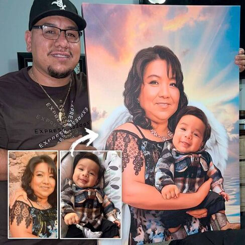 Photo restoration Canvas print, combine family realistic photo portrait (18 x 24'' Canvas, Canvas, 1 person) in Saudi Arabia