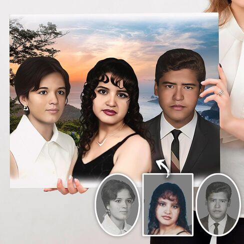 Photo restoration Canvas print, combine family realistic photo portrait (18 x 24'' Canvas, Canvas, 1 person) in Saudi Arabia