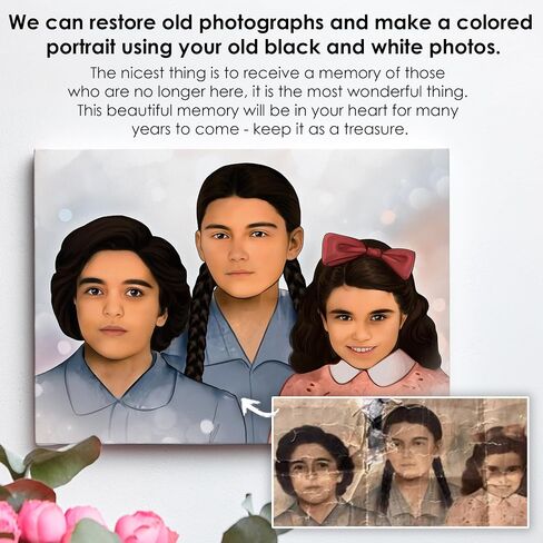 Photo restoration Canvas print, combine family realistic photo portrait (18 x 24'' Canvas, Canvas, 1 person) in Saudi Arabia