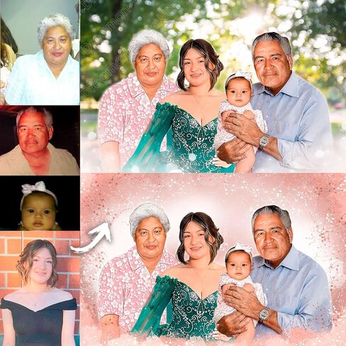 Photo restoration Canvas print, combine family realistic photo portrait (18 x 24'' Canvas, Canvas, 1 person) in Saudi Arabia