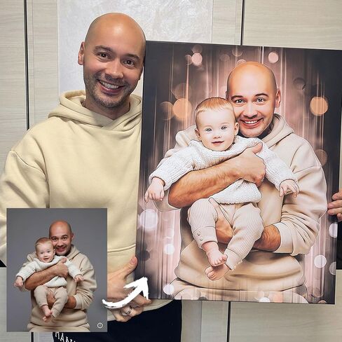 Photo restoration Canvas print, combine family realistic photo portrait (18 x 24'' Canvas, Canvas, 1 person) in Saudi Arabia