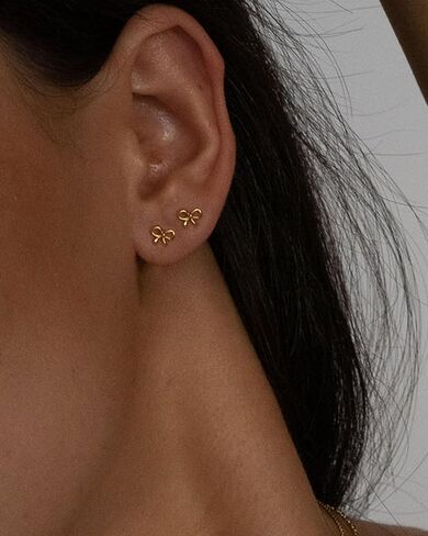 Gold Earrings for Women 14K Gold Stud Earring Dainty Minimalist Simple Small Bow Earrings for Gift for Her in Kuwait