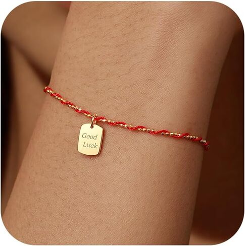 Lucky Red String Protection Bracelets for Women Men 925 Sterling Silver 14K Gold Plated Adjustable Gold Chain Red String Bracelet Red Braided Initial Strand Bracelet Handmade Jewelry for Couple Daughter Birthday in Kuwait