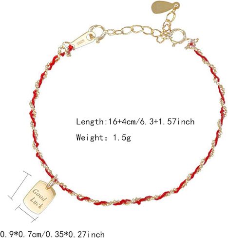 Lucky Red String Protection Bracelets for Women Men 925 Sterling Silver 14K Gold Plated Adjustable Gold Chain Red String Bracelet Red Braided Initial Strand Bracelet Handmade Jewelry for Couple Daughter Birthday in Kuwait