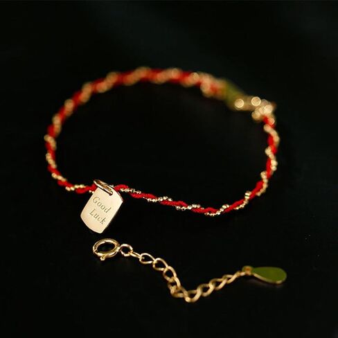 Lucky Red String Protection Bracelets for Women Men 925 Sterling Silver 14K Gold Plated Adjustable Gold Chain Red String Bracelet Red Braided Initial Strand Bracelet Handmade Jewelry for Couple Daughter Birthday in Kuwait