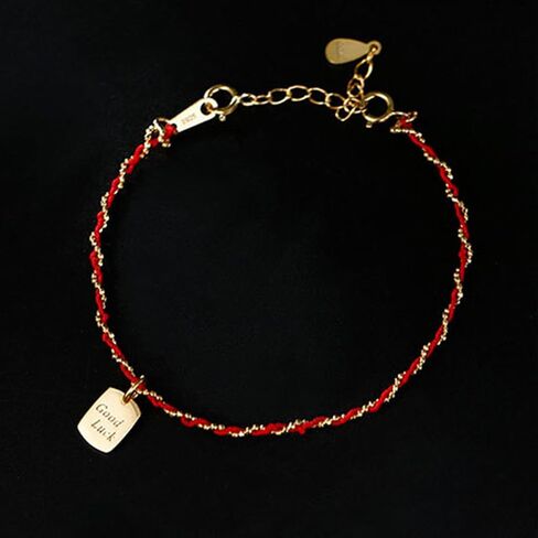 Lucky Red String Protection Bracelets for Women Men 925 Sterling Silver 14K Gold Plated Adjustable Gold Chain Red String Bracelet Red Braided Initial Strand Bracelet Handmade Jewelry for Couple Daughter Birthday in Kuwait