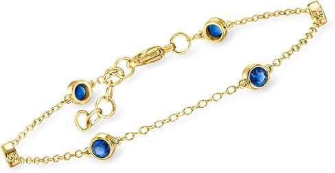 Pure Collection by Ross-Simons 0.80 ct. t.w. Bezel-Set Lab-Grown Sapphire Station Bracelet in 18kt Gold Vermeil in Saudi Arabia
