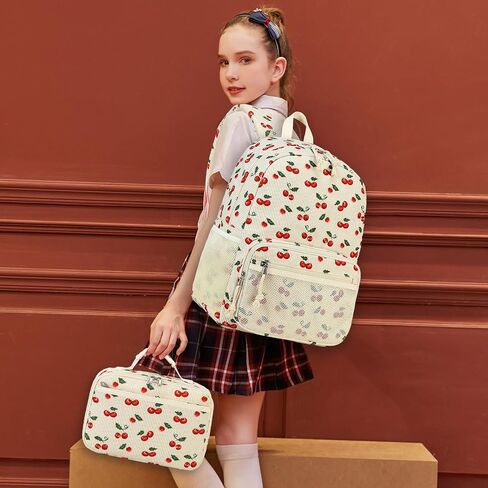 JIANYA School Backpack for Teen Girls, Lightweight Backpacks for School Kids Children's School Book Bag, Cherry Beige in Saudi Arabia