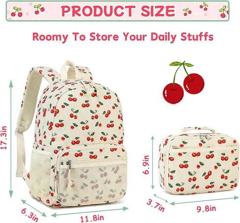 JIANYA School Backpack for Teen Girls, Lightweight Backpacks for School Kids Children's School Book Bag, Cherry Beige in Saudi Arabia