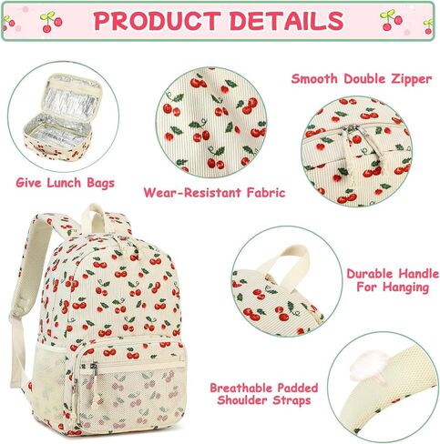 JIANYA School Backpack for Teen Girls, Lightweight Backpacks for School Kids Children's School Book Bag, Cherry Beige in Saudi Arabia