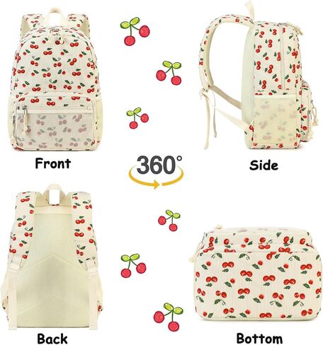 JIANYA School Backpack for Teen Girls, Lightweight Backpacks for School Kids Children's School Book Bag, Cherry Beige in Saudi Arabia
