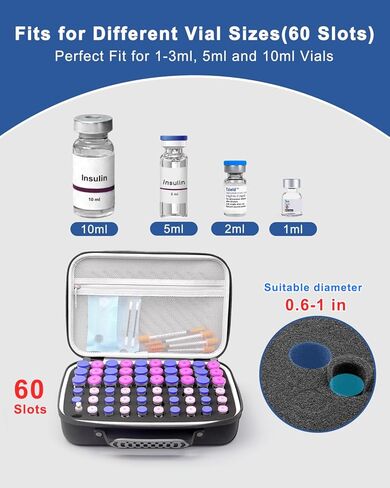 10 Slots Insulin Vial Protector Case, Insulin Vial Organizer Bag for Diabetics Standard 10ml U-100 Vials, Insulin Carrying Case Fridge Holder Storage Holder, No Ice Pack in Kuwait