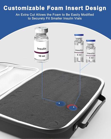 10 Slots Insulin Vial Protector Case, Insulin Vial Organizer Bag for Diabetics Standard 10ml U-100 Vials, Insulin Carrying Case Fridge Holder Storage Holder, No Ice Pack in Kuwait