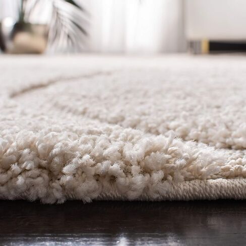Safavieh Florida Shag Collection X-Large Area Bruc-11 '× 15' ، كريم وكريم ، غير مُلاحظ ورعاية سهلة ، سميكة 1.2 بوصة مثالية للمناطق المرتفعة في غرفة المعيشة ، غرفة النوم (SG471-1111) in Saudi Arabia
