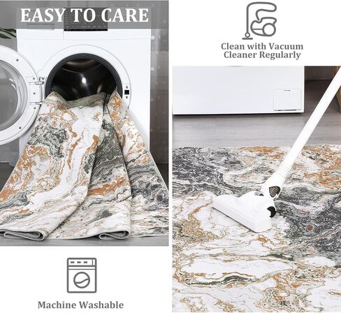 Caromio 2'x8 'Modern Marble Runner Brug ، Runner Runner Runner Abstract Marble Pattern Rugners للممرات غير الممرات لمدخل غرفة النوم ، الأسود in Saudi Arabia