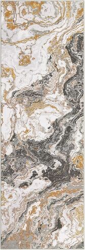Caromio 2'x8 'Modern Marble Runner Brug ، Runner Runner Runner Abstract Marble Pattern Rugners للممرات غير الممرات لمدخل غرفة النوم ، الأسود in Saudi Arabia