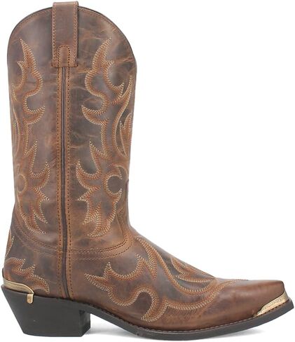 Laredo Mens Jameson Embroidered Snip Toe Casual Boots Mid Calf - Brown in Saudi Arabia