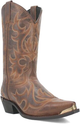 Laredo Mens Jameson Embroidered Snip Toe Casual Boots Mid Calf - Brown in Saudi Arabia