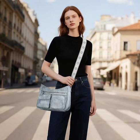 Crossbody Bags for Women Trendy Vegan Leather Crossbody Purse Shoulder Handbags Multiple Pockets Hobo Bag Ladies in Kuwait