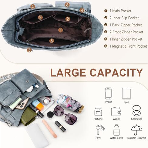 Crossbody Bags for Women Trendy Vegan Leather Crossbody Purse Shoulder Handbags Multiple Pockets Hobo Bag Ladies in Kuwait